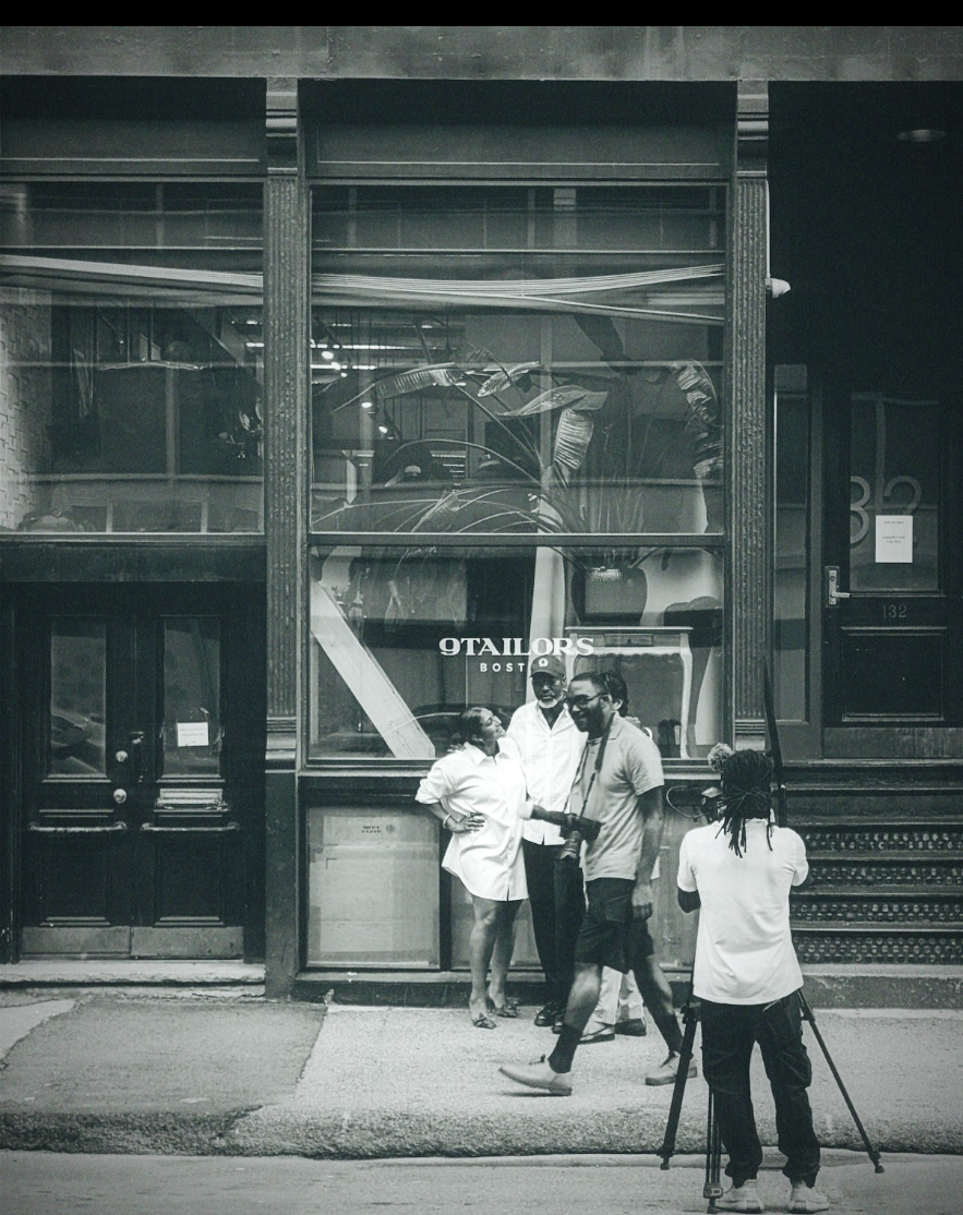 Corner Shop team on a shoot outside 9Tailors Boston